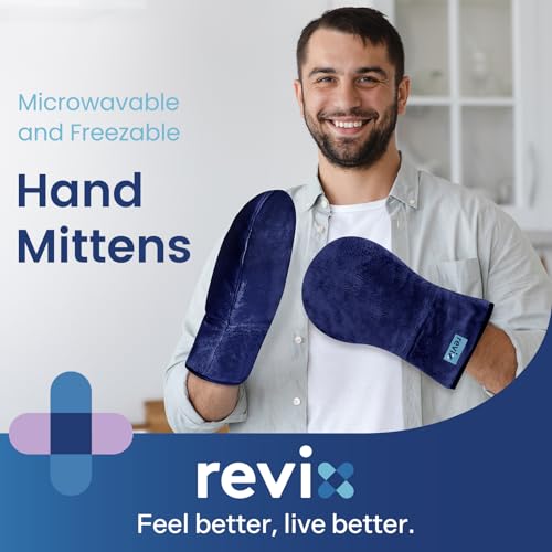 Image of REVIX Moist Heat Hand Warmers Glove, Microwavable Mittens for Finger, Navy