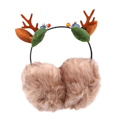 FRCOLOR Furry Ear Muffs for Women Winter Deer Antler Headband Cozy Ear Covers Stylish Christmas
