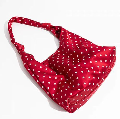 Polka Dot Tote Shoulder Bag for Women Lightweight Commuter Shoulder Purse Retro Canvas Hobo Handbag Spacious Underarm Tote4