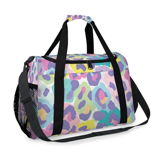 Leopard Print Colorful Travel Duffel Bag Weekender Overnight Bags for Women Men Foldable Waterproof Tote Bag with Trolley Sleeve2
