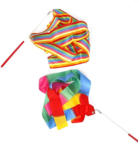 YKKJ 10 stuks 2 meter ritmische gymnastiek stick band, gymnastiek met luchtslangen, band dance kleurlinten… - Image 3