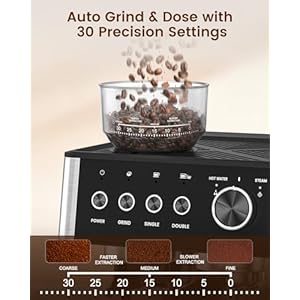 Espresso machine with grinder 20 bar expresso coffee machines with milk frother steam wand professional espresso maker with removable water tank cappuccino latte machine for home  urban country home decor
