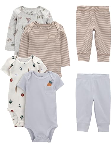 Opiniones de Pantalones cortos para Niño los 10 mejores. 48 Simple Joys by Carter's Neutral - Conjunto de monos de 6 piezas (manga corta y larga) y pantalones, color azul vegetal, 3-6M
