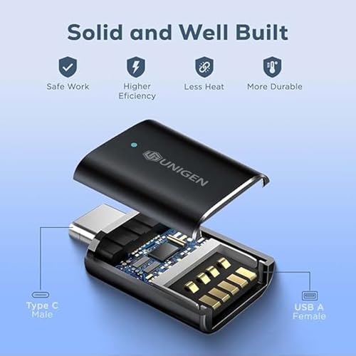 Image of UNIGEN USB 3.0 to Type C OTG Adaptor, 5Gbps High Speed Data Transfer, 5V /2A Charging, USB A Converter Adapter, Compatible for All Type C Devices, Smartphone, Laptops, Tablets, Chargers, MacBook