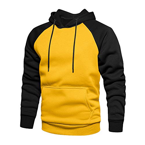 TOLOER Mens Hoodies Pullover Contrast Color Casual Work Daily Sweatshirts