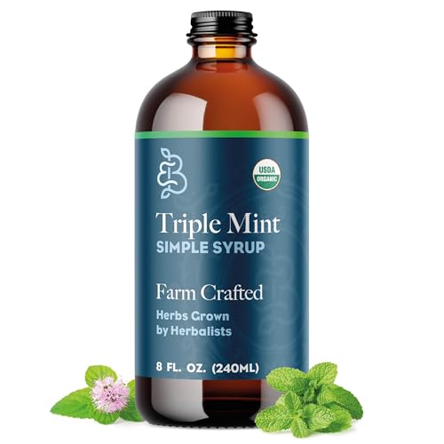 Bluestem Botanicals Organic Triple Mint Simple Syrup, 8 oz, Cocktail and Mocktail Mixer for Drinks...