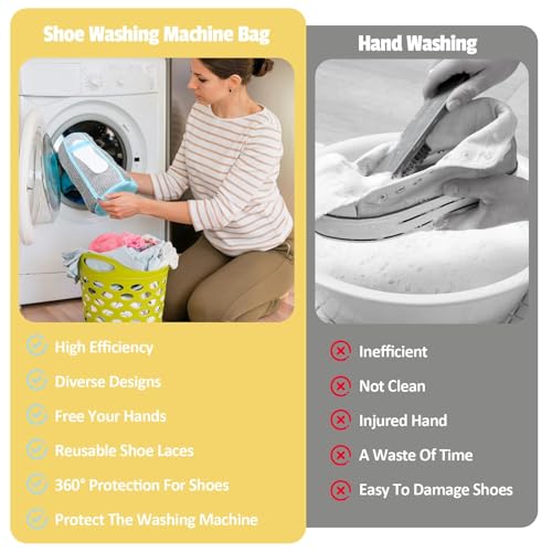 Shoe Washing Machine Bag, Laundry Shoe Bag with Side External Network for Washer and Dryer Reusable Shoe Cleaning Bag for Sneaker Tennis Unstain Cleaner Kit (2pc-gray) — view 5