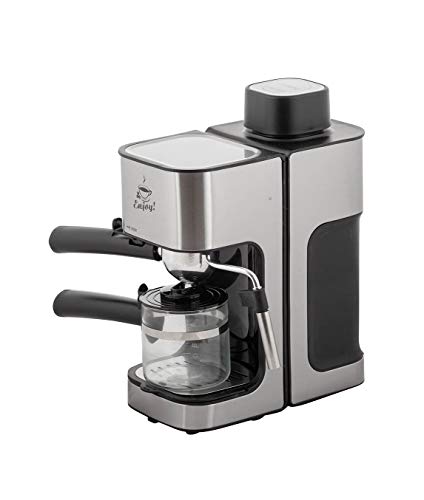 Espressomaschine, für viele Kaffeespezialitäten, 0,25 L Kanne & Messlöffel, Dampfdüse zum Milch aufschäumen, in Schwarz/Edelstahl,