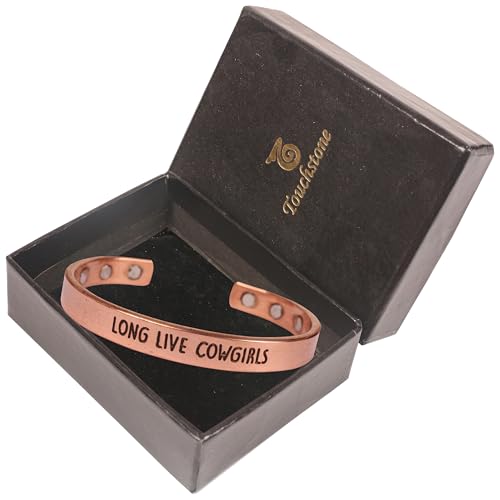 Image of Touchstone Inspirational Copper Engraved Magnetic Bracelets for Women-Personalized Jewelry Gifts for Best Friend /Mom /Daughter /Sister - Adjustable Bracelet in a Gift Box Long Live Cowgirls