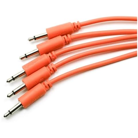 Synthrotek 5-Pack 36" (91cm) Eurorack Patch Cables, Orange 3.5mm 1/8 inch Mono TS to TS Cables Cover