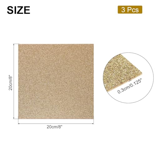 Image of MECCANIXITY 3Pcs Gold Glitter Acrylic Sheets 1 /8 inch Thickness 8 inch x 8 inch Glossy PMMA Fluorescent Plastic Sheets Extruded Translucent Blanks for DIY Art Crafting Laser Cutting & Engraving
