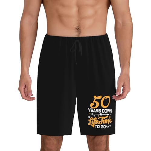 50th Wedding Anniversary Pajama Shorts for Men, Men's Pajama Bottoms, Sleepwear for Summer