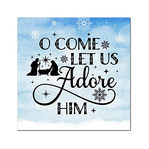 Plaque murale en bois noble O Come Let Us Adore Him déco 30,5 cm