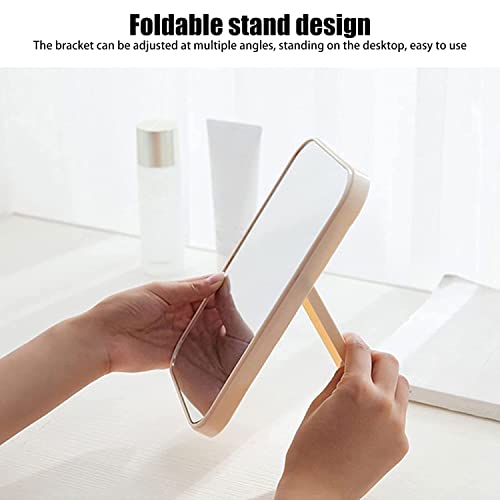 Image of Hand Mirror | Glass Rectangle Cosmetic Standing Mirror for Makeup, Portable for Travel, Camping, Home (Pink - Pack of 2, Rectangular, Floor Mount, Framed)