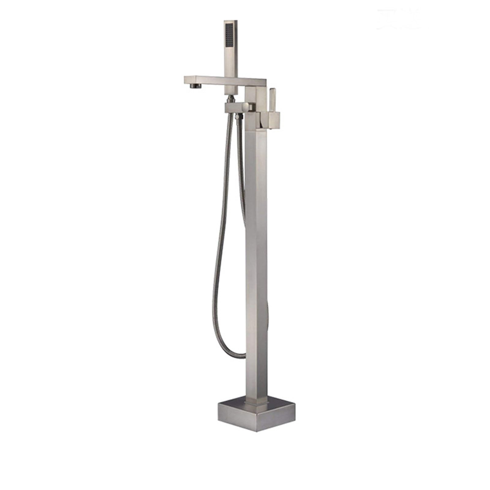 Psnklmm Brushed Brass Freestanding Bathtub Shower Faucet Floor Tub Filler Mixer Tap 360 Degree Swivel Spout Systerm Matte Black