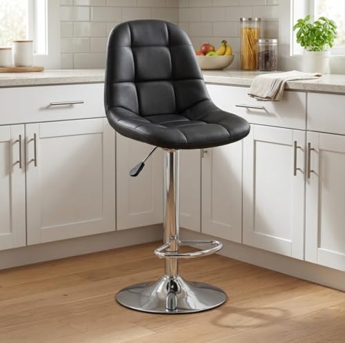 Image of Modern Egg Shape Bar Stool with 360 Swivel | Height Adjustable Bar Chair | Counter Stool & High Chairs | Comfortable for Home, Office, Restaurant Bar, Cafe & Cash Counter - (Black)