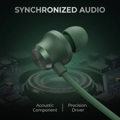 Image of Jesebang Neckband Z2 Wireless Bluetooth in Ear Earphones with Mic, Compatible with Realme 45dB Hybrid Bombastic Bass - 12.4 mm Drivers, 10 Mins Charge - 20 Hrs Music, 28 Hrs Battery-Green