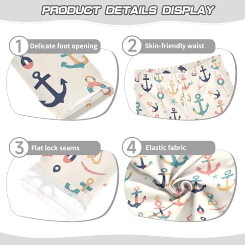 KLL Ocean Simple Anchors Toddler Girls Athletic Leggings Stretchy Full Length Leg Yoga Pants Gym3
