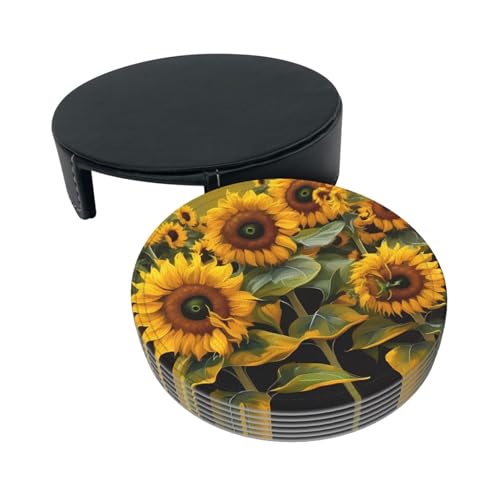 Dessous de verre tournesols en polyuréthane imperméable et lavable - 4