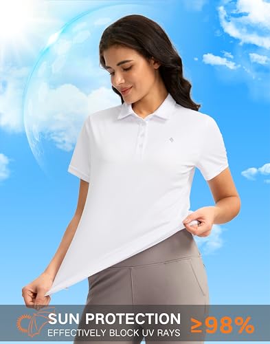 Women's Golf Shirt Short Sleeve Lightweight Moisture Wicking Work Tennis Tops Collared Polo Shirts for Women with 4-Button3