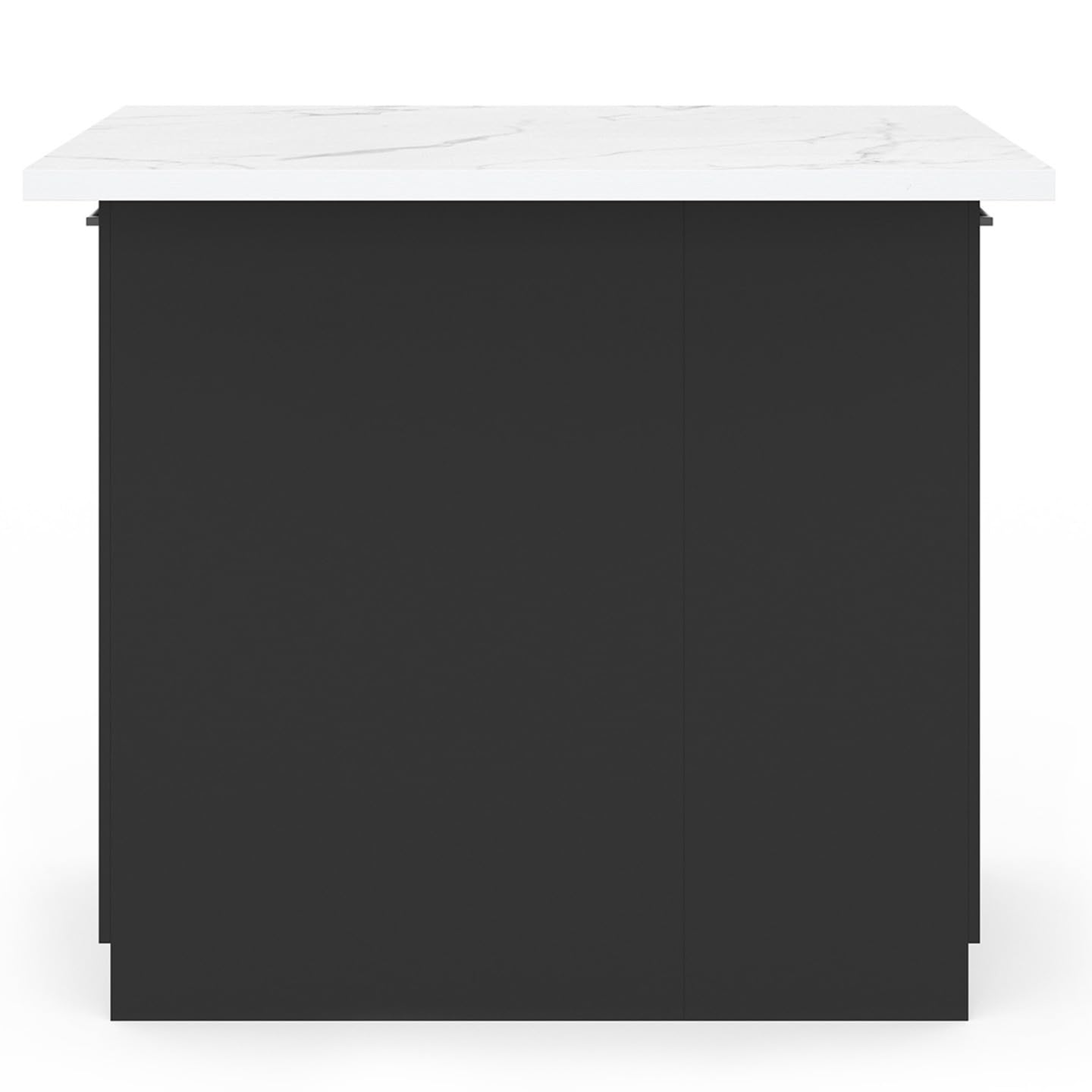 IDMarket - Ilot central IVO 120 cm madera negra con encimera efecto mármol ALASKA