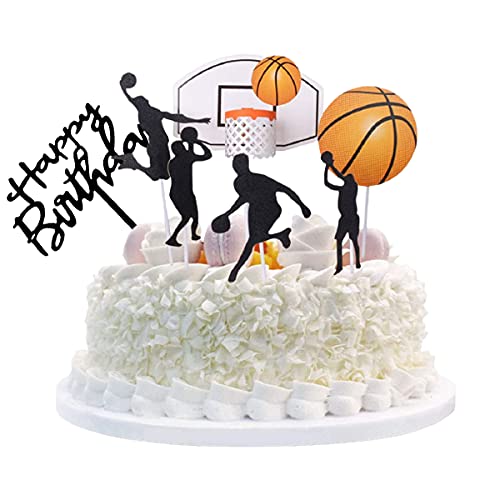 RUIXIAO Décoration de gâteau d'anniversaire, décoration de gâteau pour basket-ball, décoration de fête, anniversaire d'enfant, Happy Birthday pour garçons, décorations pour fête à thème pour enfants