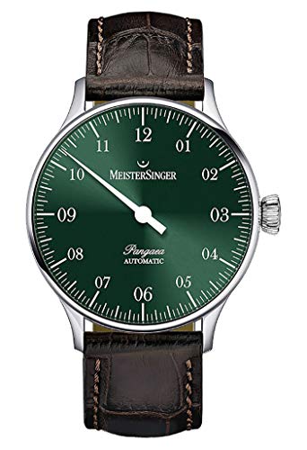 Preisvergleich Produktbild MeisterSinger Herren Uhr PM909 Einzeiger Automatikuhr Zeitloses Design, Edelstahl, Silber, Braun, 40 mm, 5 atm, Schnalle