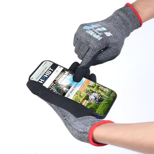Image of Work Gloves for Women, Eco Friendly Safety Work Gloves with Breathable Rubber Coated, Smart Touch,3 Pairs