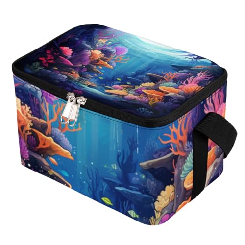 GzLeyigou Lunch Bags for Women Men 9 Cans,Underwater World Seaweed Hot & Cold Food Delivery Bag Insulated Grocery Bag Insulated Lunch Box Marine Coral Cooler Bag for Office Work Picnic Beach