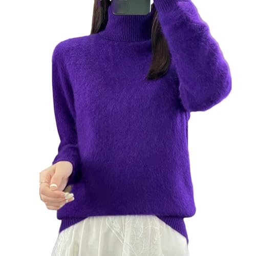 Mink Fleece Knitted Sweater for Women High Turnover Collar Basic Versatile Cashmere Warm Pullover Top
