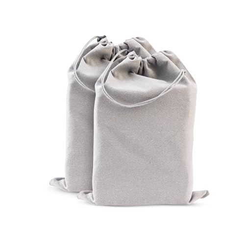 Image of LFH Cotton Rich Shoe Storage Bags with Drawstring, Dustproof Breathable Reusable Organizer, Perfect For Travel, Dorm, Hotel, College, Gym, Easy to Carry, Machine Washable 12 inchx17 inch (Pack of 2) - Grey