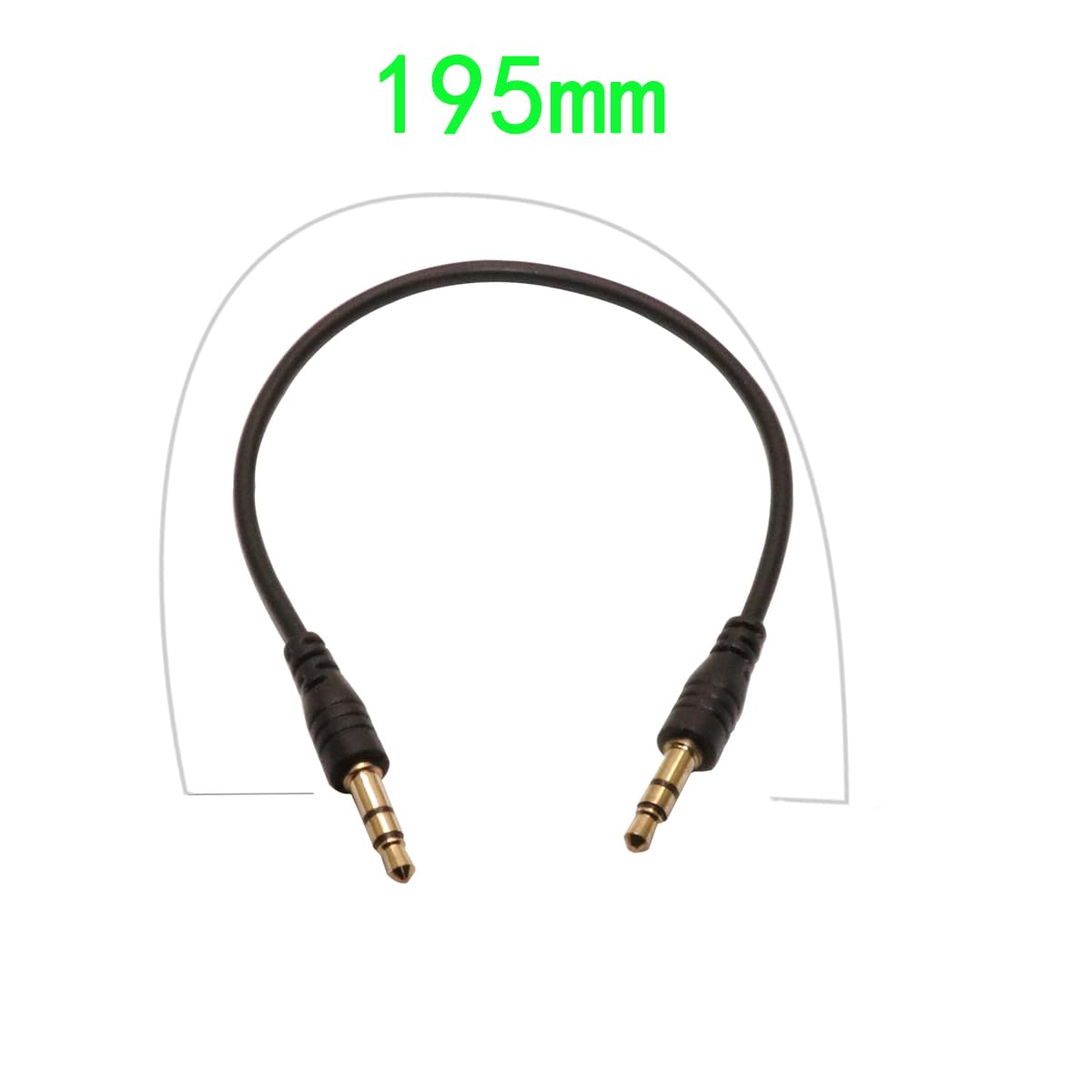Audiokabel, 3,5 mm Stecker auf Stecker, 195 mm Länge, vergoldete Anschlüsse, 2 Stück, Schwarz