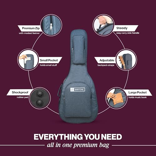 Image of Baritone Nylon Luggage Guitar Gig Bag Cover Padded For All Guitar Like Yamaha FS80C, F280, F310, F370, F620, APX600, CPX600 (Grey)