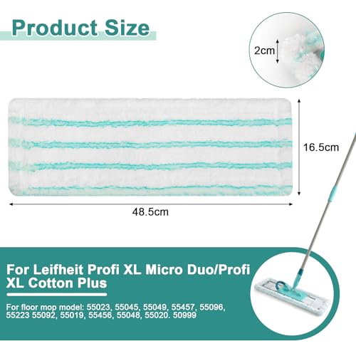 Romon Funda de Recambio Set de 3 para Leifheit, Fregona Microfibra para Mopa, Compatible con Profi XL Micro Duo/Cotton Plus, Lavable en Máquina 60°C, Adapta a Todos los Suelos - imagen 3