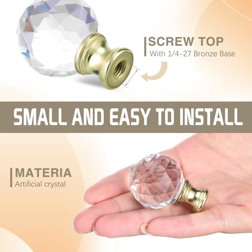 Image of 2 Pieces Crystal Lamp Finial Lamp Cap Knob Lamp Screw Topper Lamp Finial with Polished Chrome Base for Lamp Shade Lamp Decoration