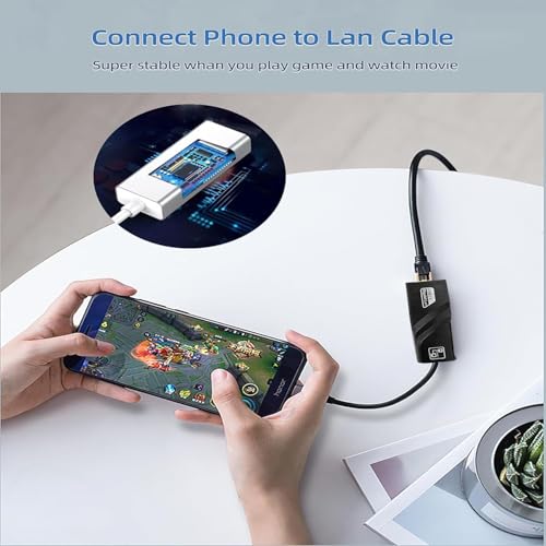 Image of Madhabi USB C to Ethernet Adapter - Gigabit RJ45 LAN Network Converter 1000Mbps for MacBook, Laptop, Chromebook, Windows PC, iPad Pro & USB-C Devices | Compact Plug & Play Network Adapter