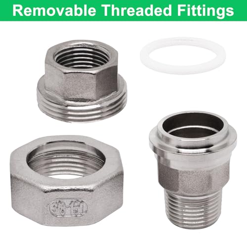 Image of 2Pcs Cast Pipe Fittings Union, 3 /8 inch NPT Female x 3 /8 inch NPT Male Thread 304 Stainless Steel Hex Head for Industrial, Class 150