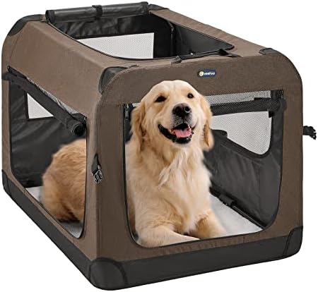 Image showcasing Ownpets 4 Door Folding Dog Crate, Portable Pet Crate with Strong Steel ...