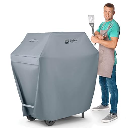 Zober BBQ Grill Cover - 58 Inch Waterproof Double Layered Fits Weber Gas Grill Cover Charbroil Grill & Smoker - Gas Grill Covers w/ Air Vents, Dual Handles - 600D Oxford Fabric, Gray