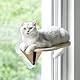 MEWOOFUN Katzenfenster Hängematte aus Holz mit starkem Saugnapf – Katzenplattform, am Fensterbett montiertes Katzenbett für Hauskatzen, 1 Stück