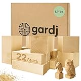 Lindenholz zum Schnitzen - 22 Stück Schnitzholz Rohlinge Set für Anfänger & Kinder - Weiche Holzblöcke in 3 Größen - Holz zum Basteln, DIY, Figuren & Holzschnitzen
