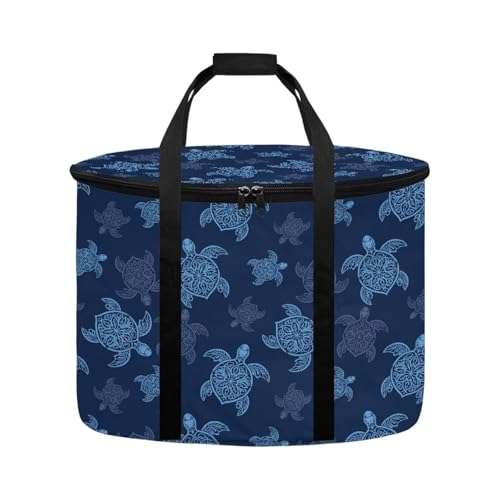 Kathyboom Insulated Slow Cooker Carrying Bag for 6-8 Quart Crock and Slow Cooker,Blue Turtle Portable Carrier Case with Locking Lid
