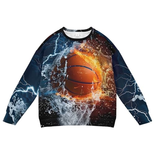 Basketball Sweatshirt Boys Fleece Lined Pullover Toddler Crewneck Spring Long Sleeve Tops