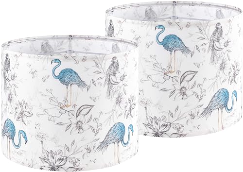 Go&So G5-17-5 Goso 2Pcs Medium Lampshade Polyester Fiber Printing Flamingo Drum Lamp Shade cover