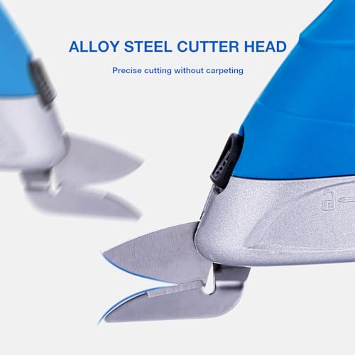 KATSU Tools Elektrische Kabellose Stoffschere 3,6V Wiederaufladbarer mit 2 Schneidklinge aus legiertem Stahl Akku-Schere für Stoffen Papier Karton Leder Kunststoff