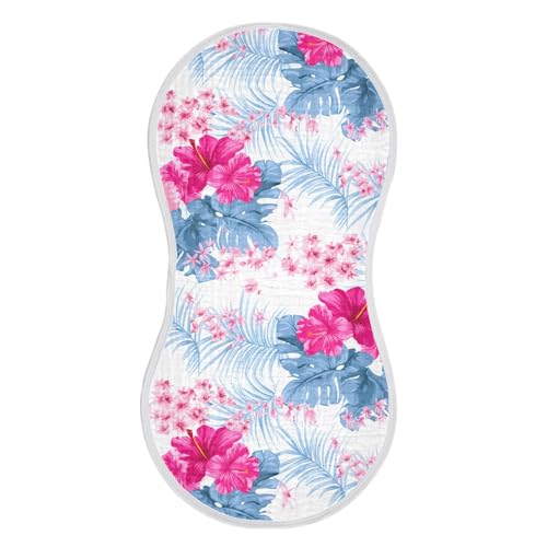 Hibiscus Palm Leaves White Burp Cloths for Babies Burp Rag Cotton Spit Up Rag for Newborn Baby Infant2