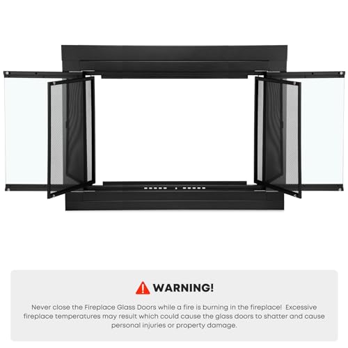 Image of Stanbroil Fireplace Glass Cabinet-Style Door, Black, Large