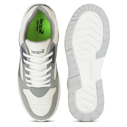 Image of Liberty Leap7x LAPON-1E Men's Casual Lacing Sneakers, Beige, Black & Light Grey | Suitable For Walking Travel, College, Office | Comfortable Lace-Up Casual Shoes | Lightweight Stylish Fashion Footwear