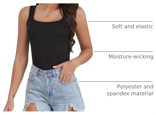 Image of BQTQ 5 Pack Women's Tank Tops Square Neck Sleeveless Ladies Tank Top Undershirts