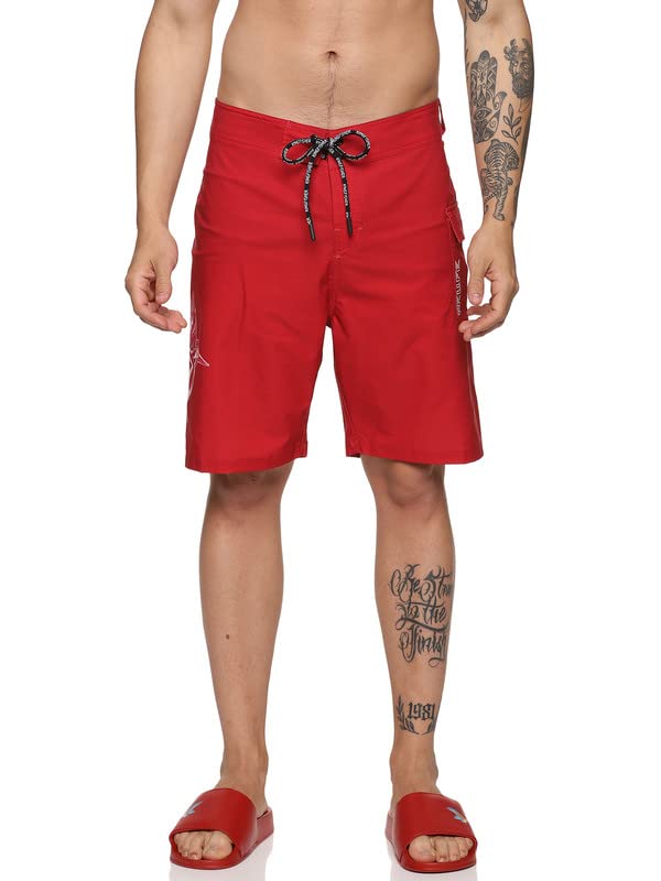 Men's Polyester Board Shorts 19" (Red, XXL)